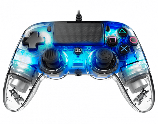gamepad nacon compact ps4 oficial - azul iluminado