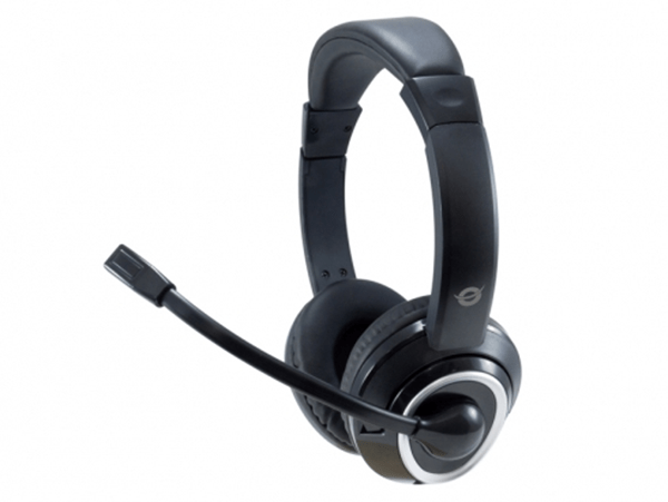 HEADSET CONCEPTRONIC POLONA CONEXION JACK 3.5MM MICROFONO FLEXIBLE CONTROL DE VOLUME COLOR NEGRO