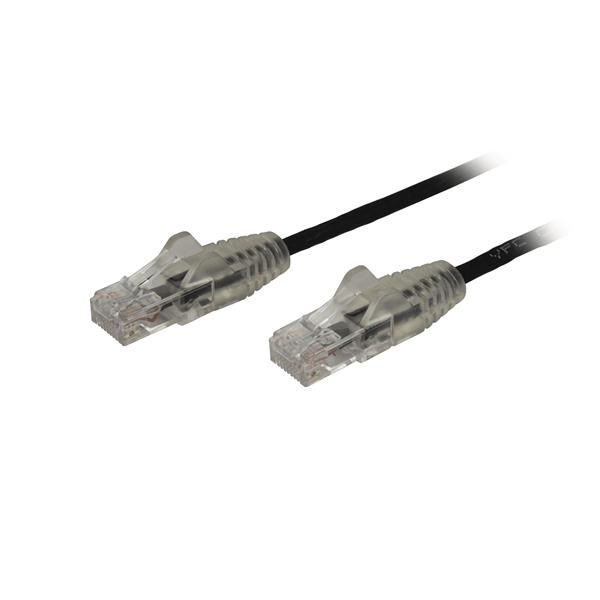 0.5m slim cat6 cable - black snagless - 28 awg copper wi re