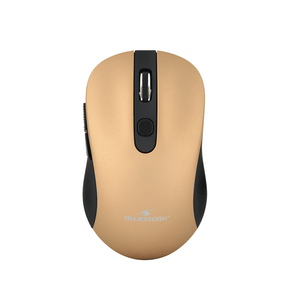 BLUESTORK OFFICE 60 RATON INALAMBRICO 2,4 GHZ, 6 BOTONES, 1000/1600 PPP. COMPATIBLE CON WINDOWS Y MAC.  2 PILAS AAA INCLUIDAS. DORADO.