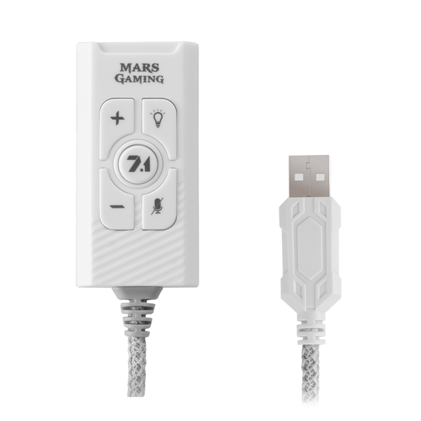 tarjeta de sonido usb 7.1  mars gaming msc2 white sonido profesional conexion jack 3.5mm y puerto usb