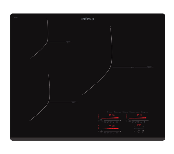 Edesa Vitroceramica Induccion Eims-6332 B 3 Zonas Coccion Ancho 63 Cm
