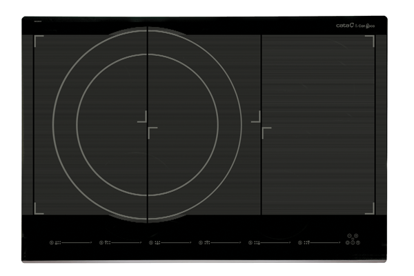 Cata Vitroceramica Induccion 08026001 Induccion Giga 750 Bk 6 Zonas Coccion Ancho 77 Cm